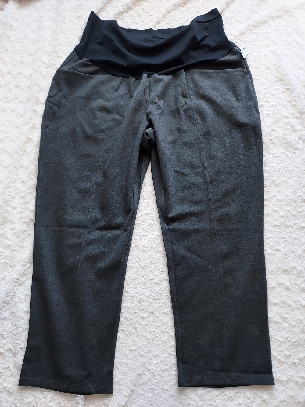 Old Navy XXL Maternity Charcoal Trousers Black Stretch Waistband Career Office